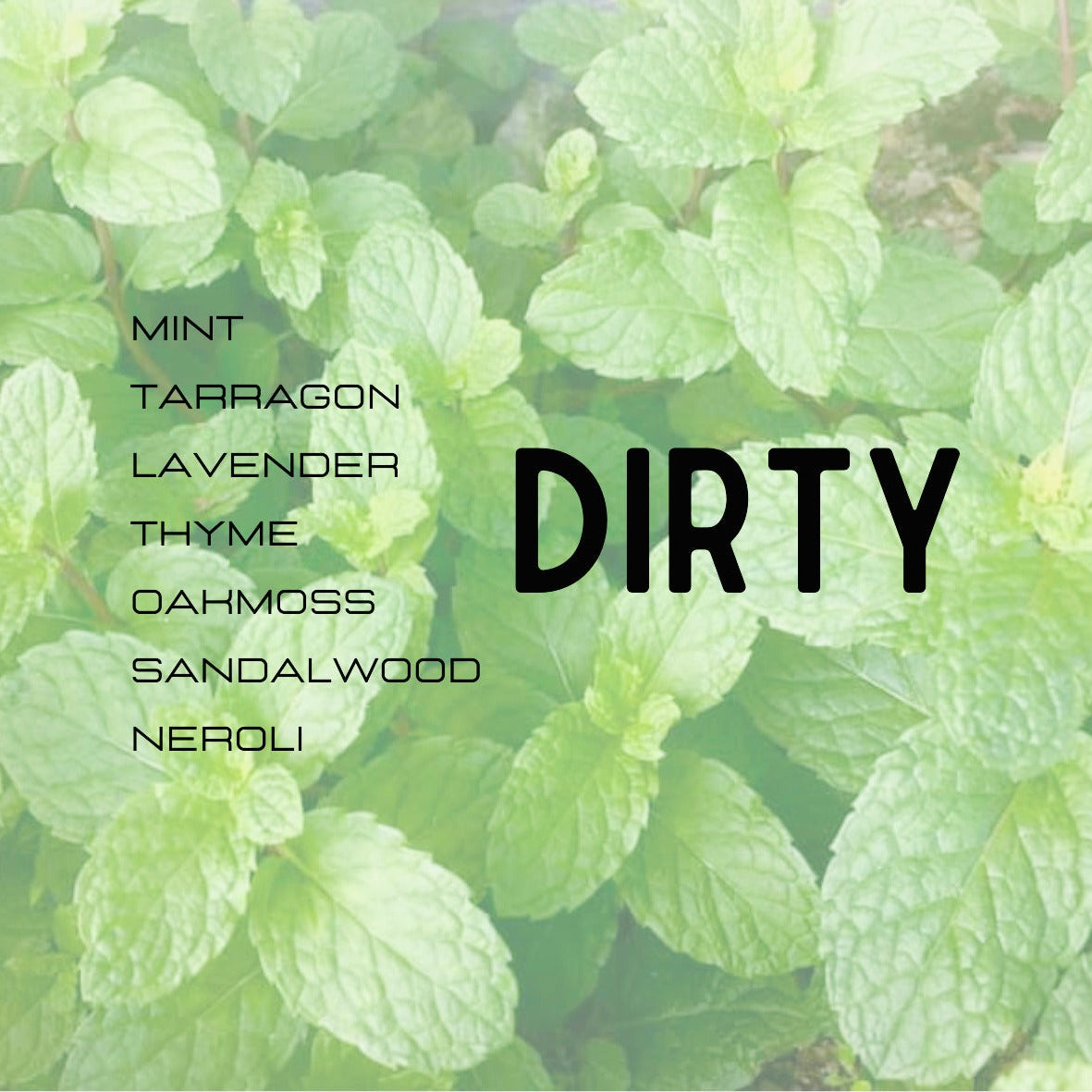 Green leaves with text labels and 'DIRTY' in the center