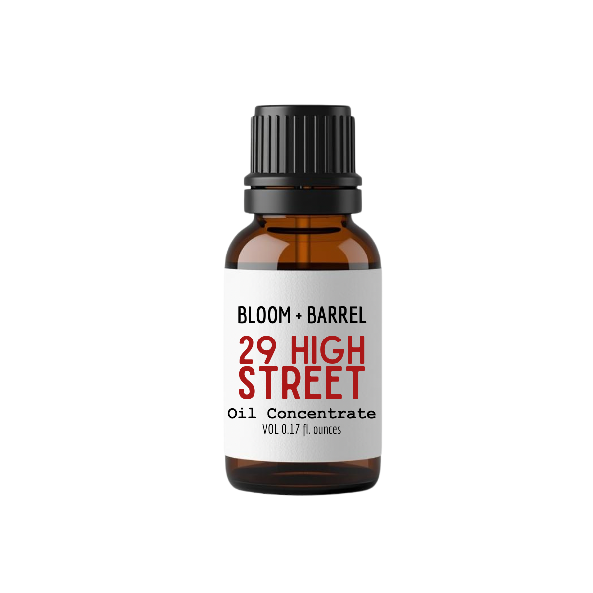 Bottle of Bloom & Barrel 29 High Street oil concentrate on a white background