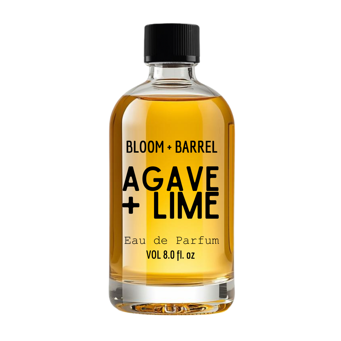 Bottle of Bloom + Barrel Agave + Lime eau de parfum on a white background