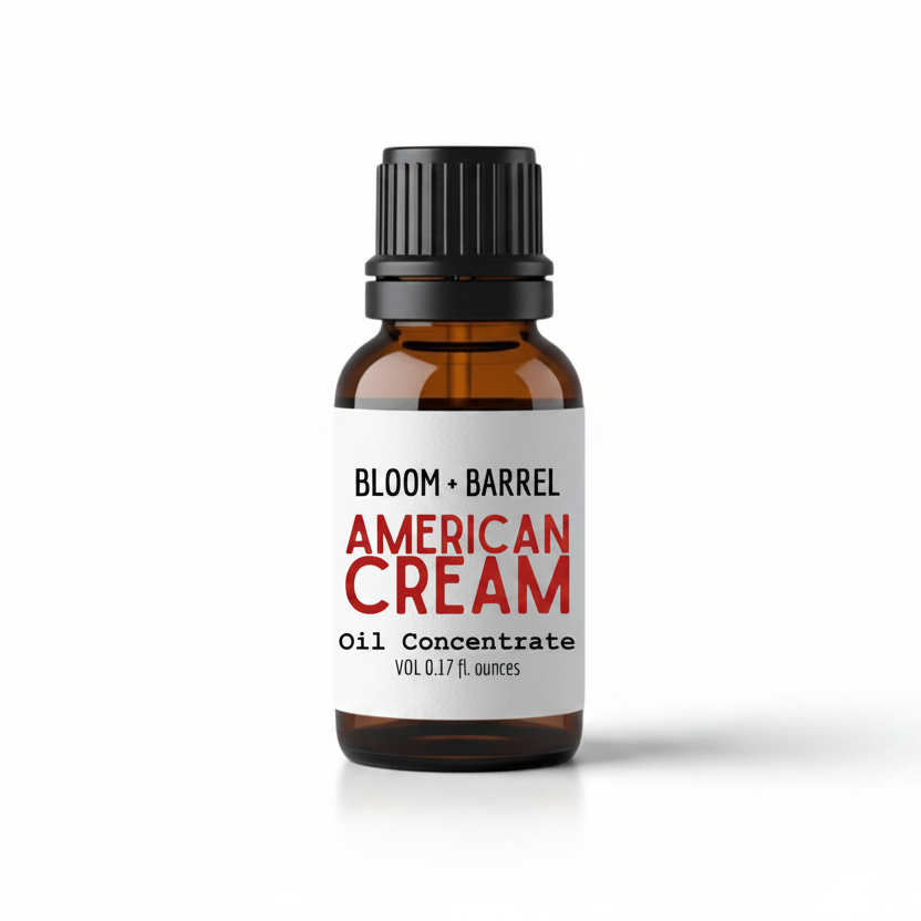 Bottle of Bloom & Barrel American Cream Oil Concentrate on a white background