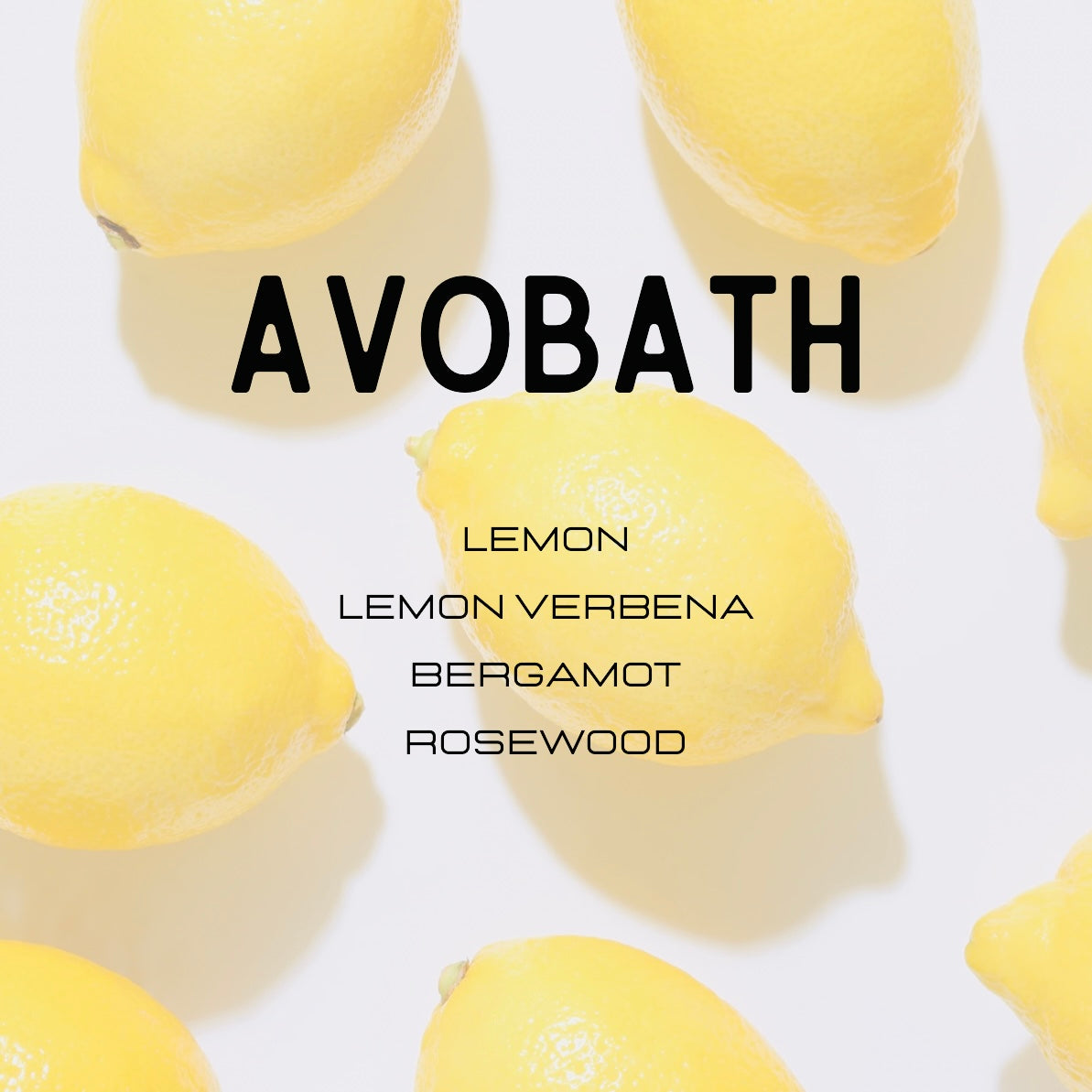 AvoBath products with lemons on a white background