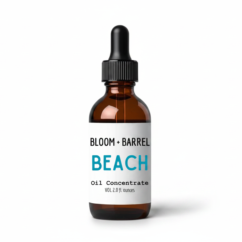 Bottle of Bloom + Barrel Beach Oil Concentrate on a white background