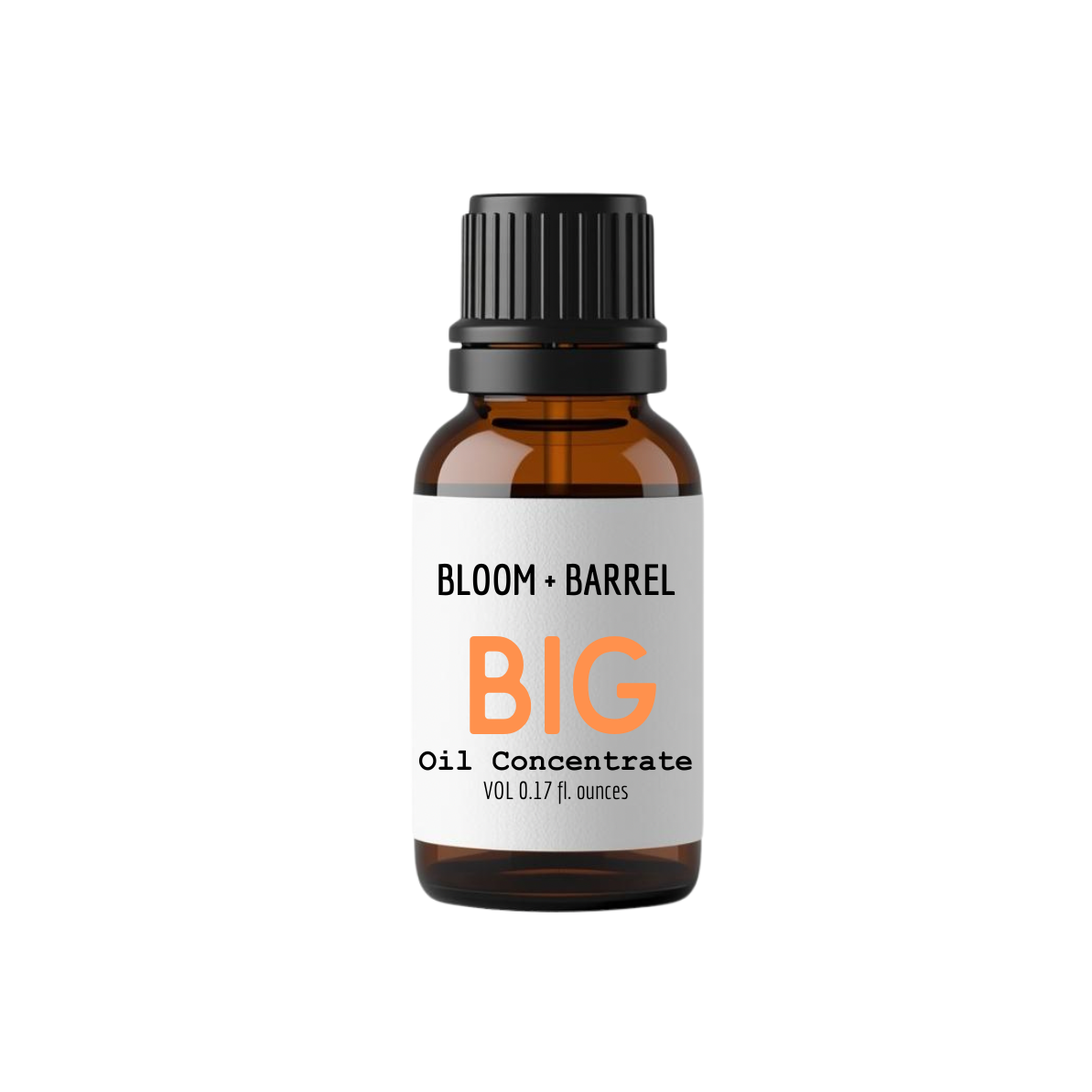 Bottle of Bloom & Barrel Big Oil Concentrate on a white background