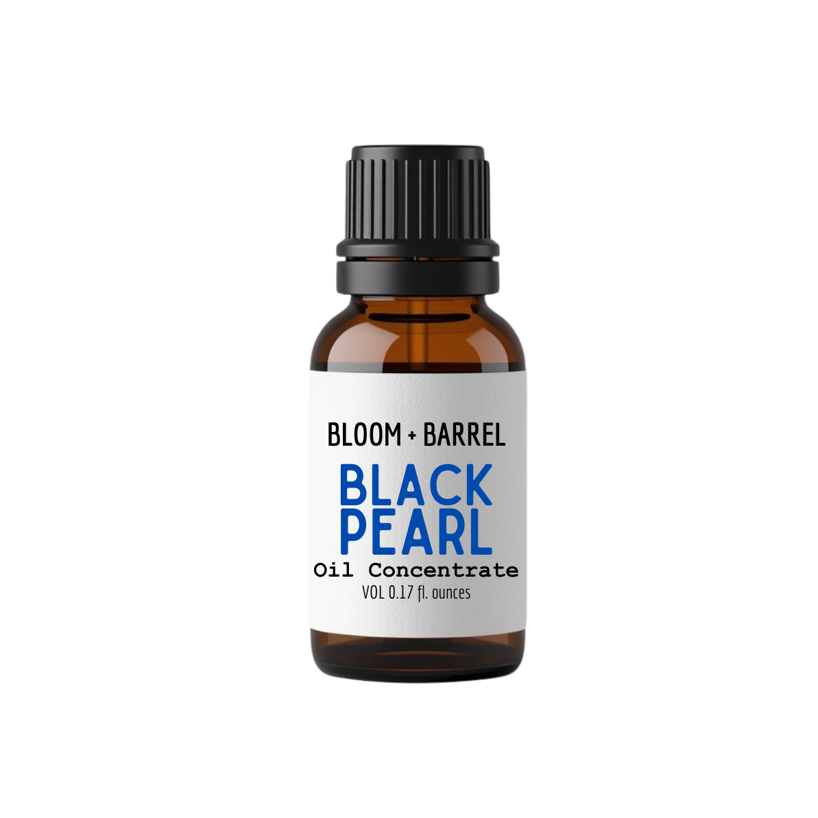 Bottle of Bloom & Barrel Black Pearl oil concentrate on a white background
