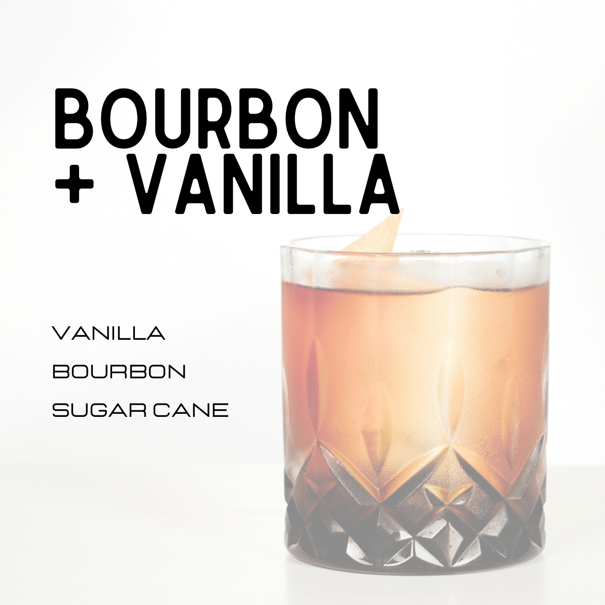 Candle with bourbon and vanilla notes on a white background