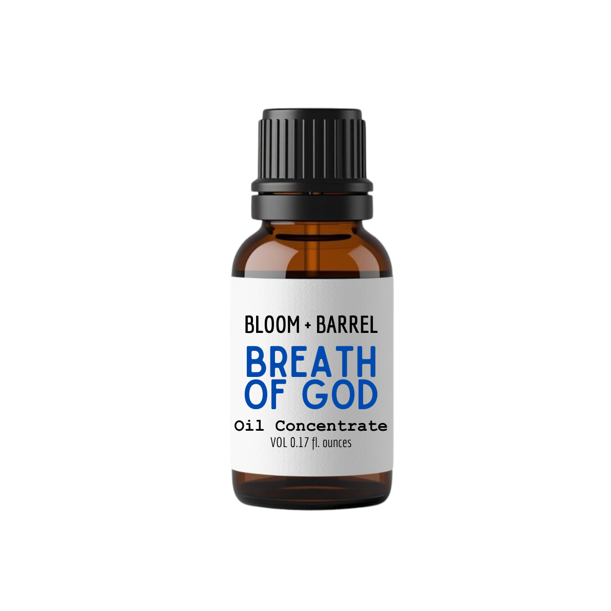 Bottle of Bloom & Barrel Breath of God Oil Concentrate on a white background