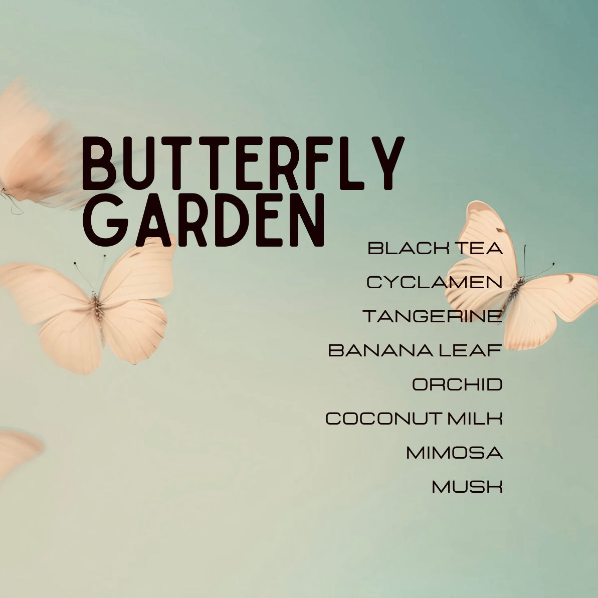 Butterfly-themed product description with text on a light background