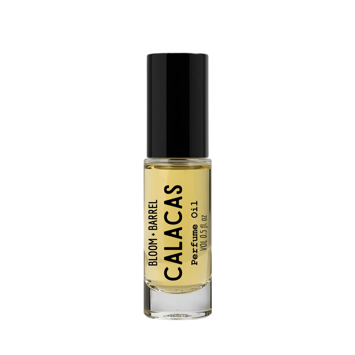 Perfume bottle labeled 'Calacas' on a white background