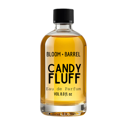 Bottle of Bloom & Barrel Candy Fluff Eau de Parfum on a white background