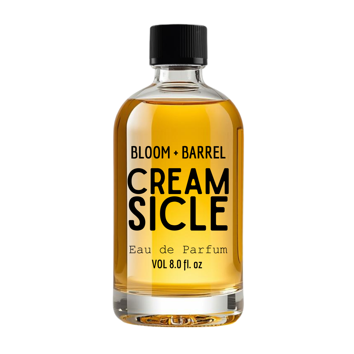 Bottle of Bloom + Barrel Cream Sicle Eau de Parfum on a white background
