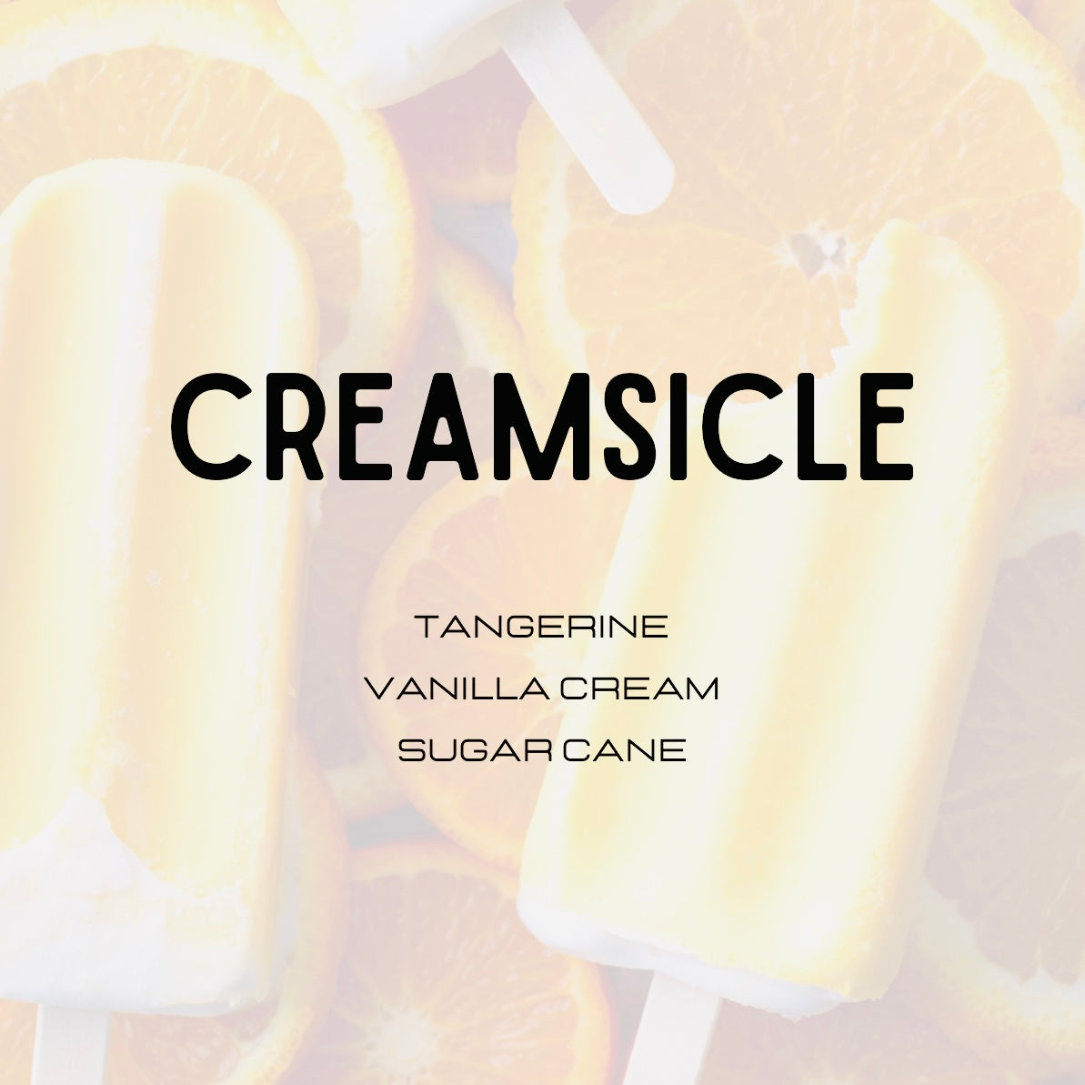 Ice cream cones with 'CREAMSICLE' text and flavor description on a light background