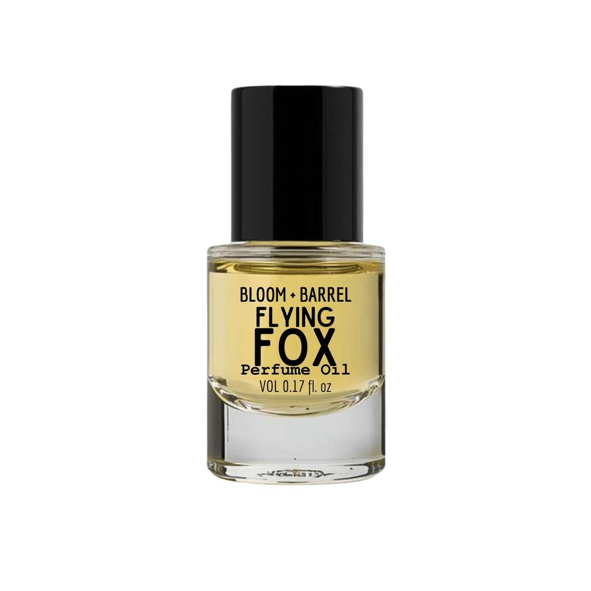 Perfume oil bottle labeled 'Flying Fox' by Bloom & Barrel on a white background