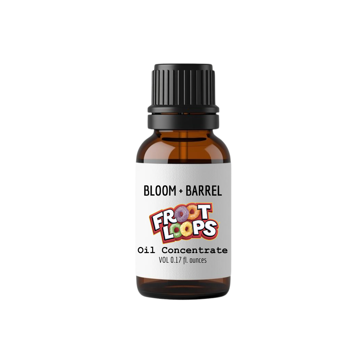 Bottle of Bloom Barrel Froot Loops Oil Concentrate on a white background