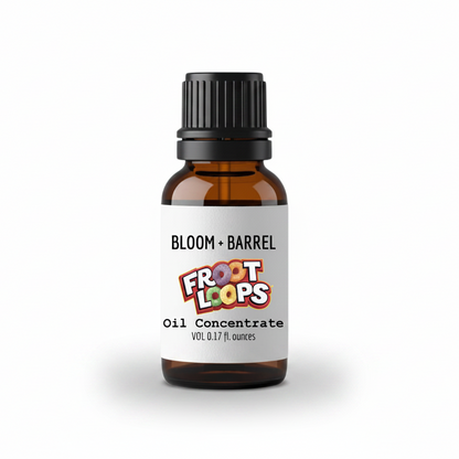 Bottle of Bloom Barrel Froot Loops Oil Concentrate on a white background