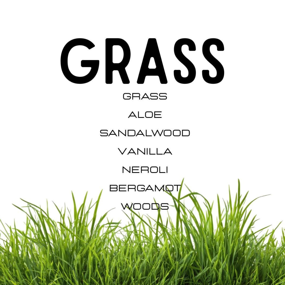 Grass with text overlay on a white background