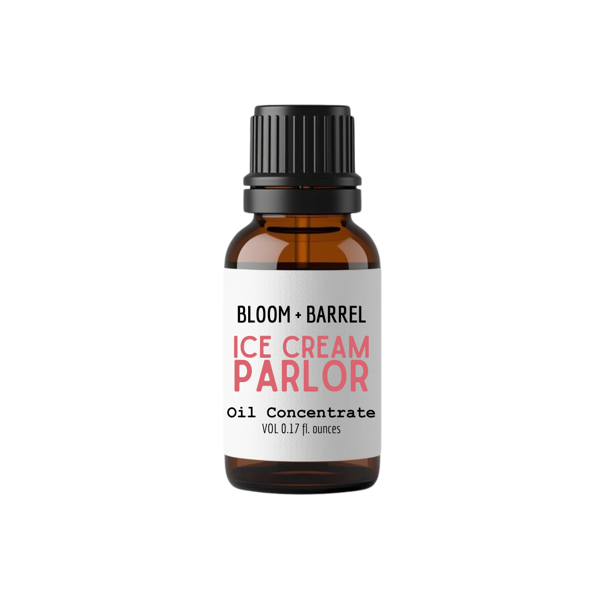 Bottle of Bloom & Barrel Ice Cream Parlor oil concentrate on a white background