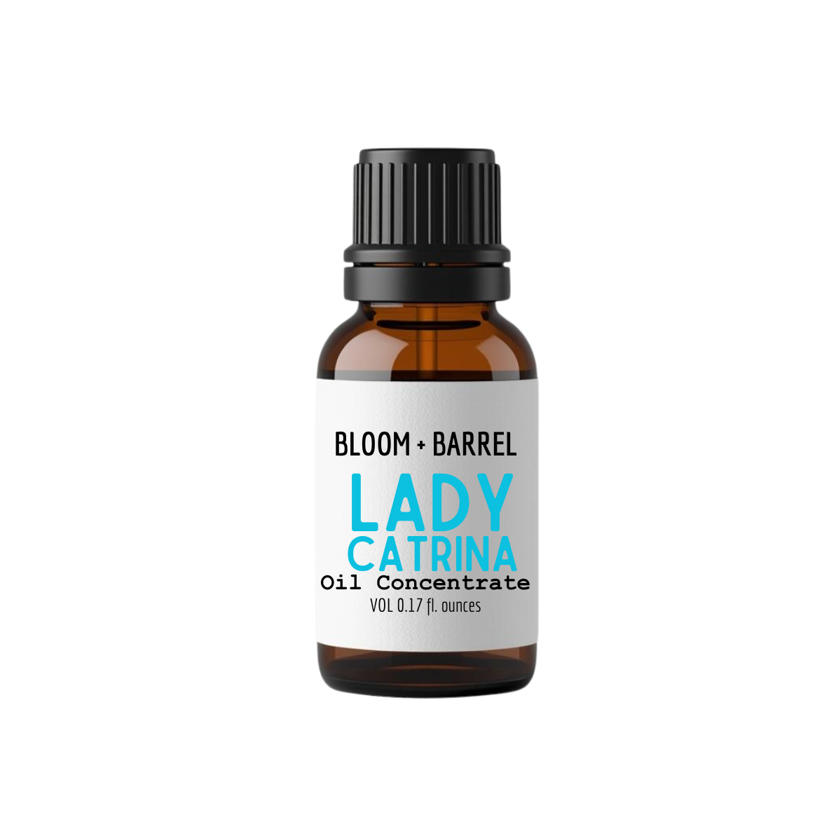 Bottle of Bloom & Barrel Lady Catrina oil concentrate on a white background