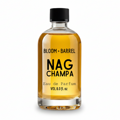 Bottle of Bloom & Barrel Nag Champa Eau de Parfum on a white background