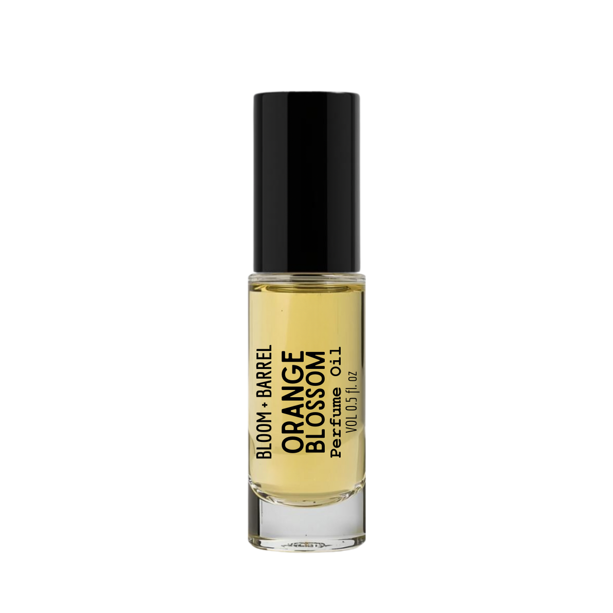 Perfume bottle labeled 'Orange Blossom' by Bloom & Barrel on a white background