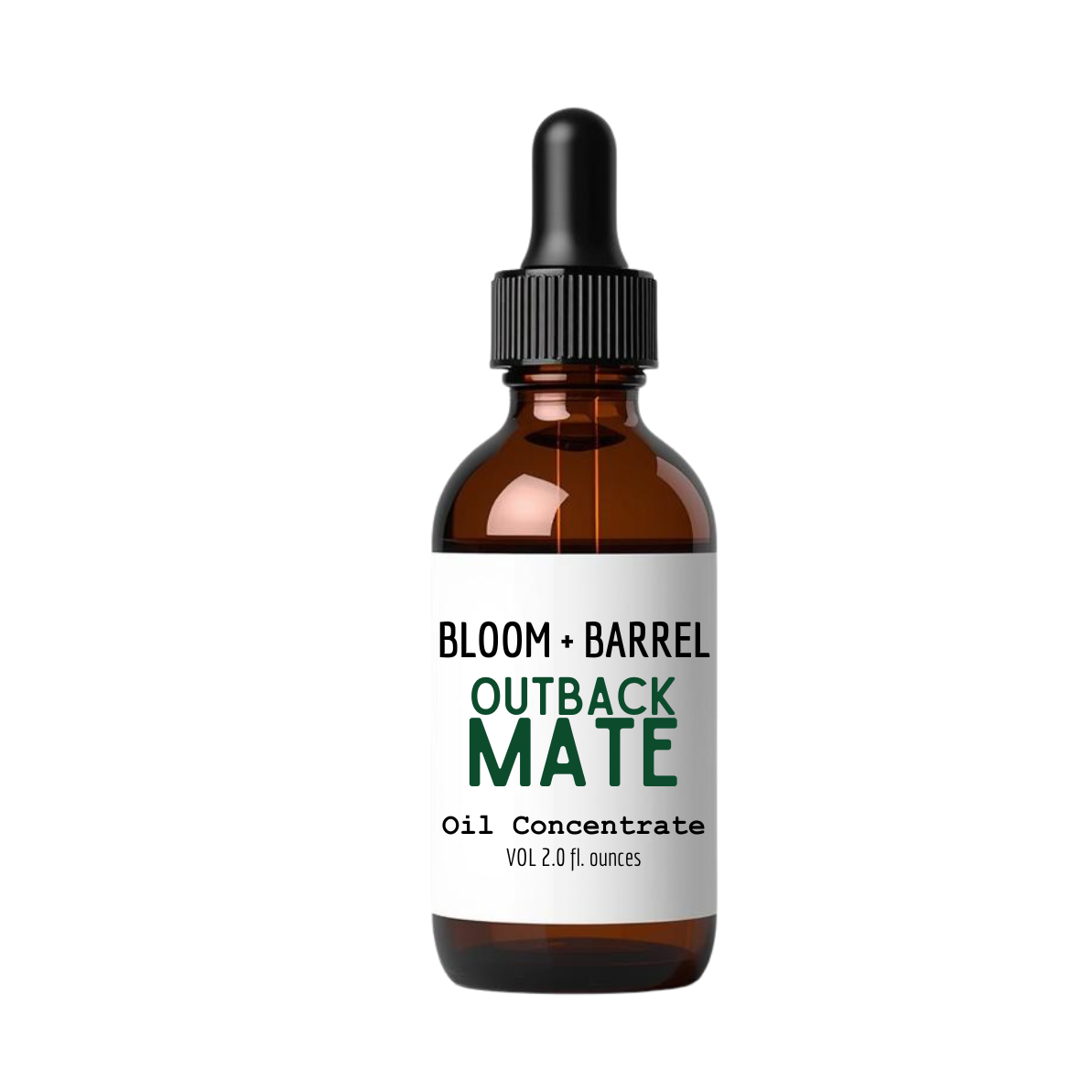 Bottle of Bloom + Barrel Outback Mate Oil Concentrate on a white background