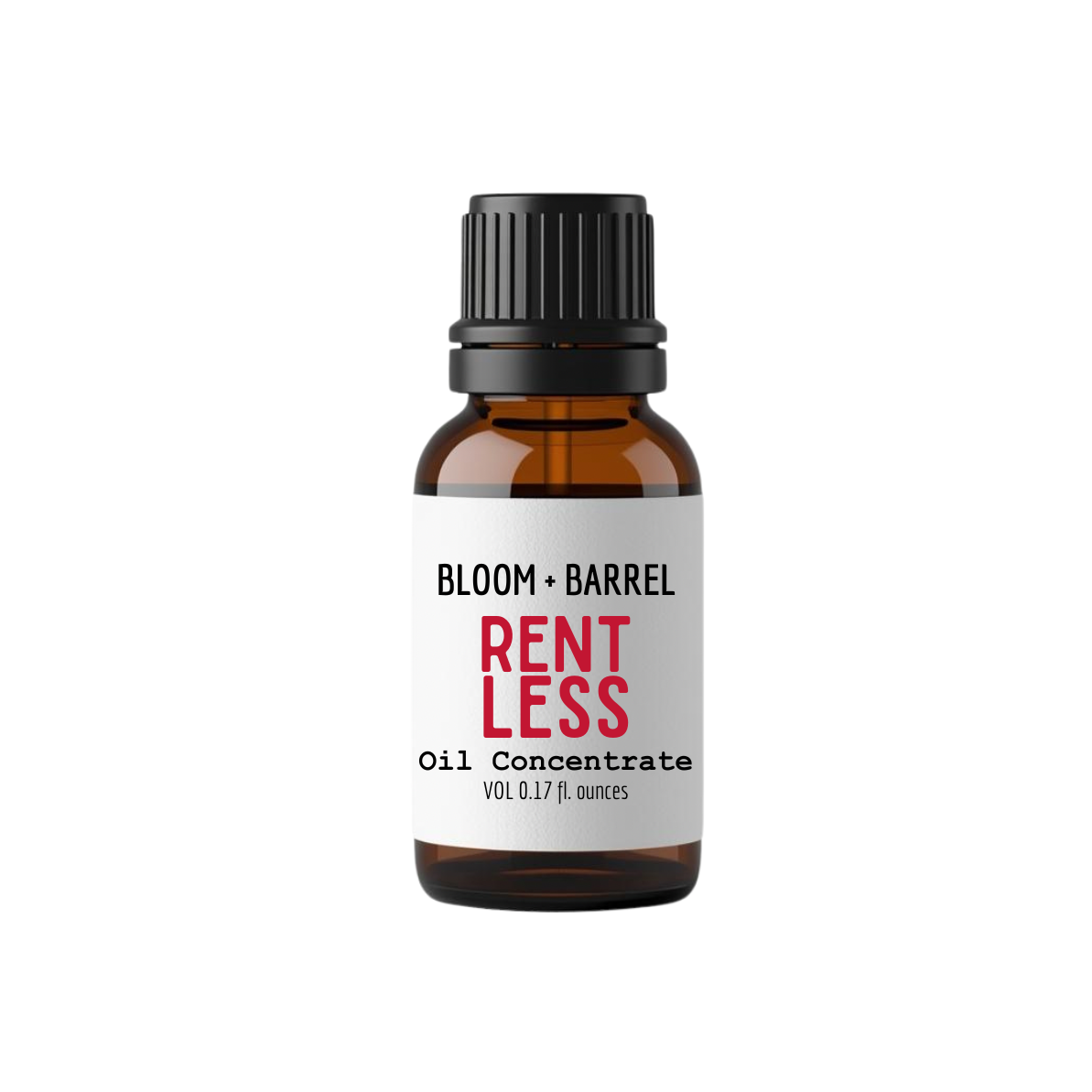 Bottle of Bloom & Barrel Rent Less Oil Concentrate on a white background