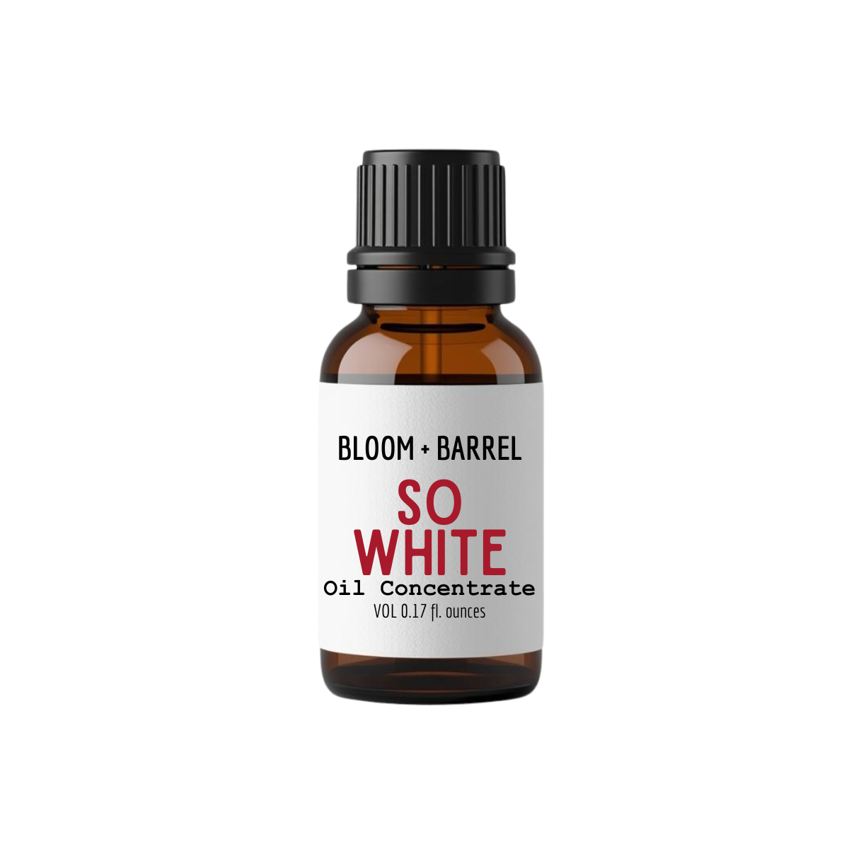 Bottle of Bloom & Barrel So White oil concentrate on a white background