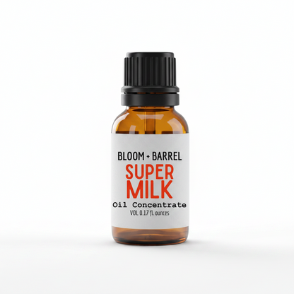 Bottle of Bloom & Barrel Super Milk Oil Concentrate on a white background