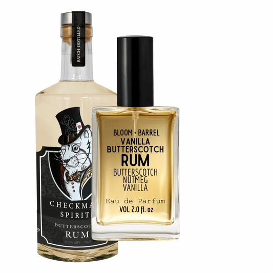 Two bottles of alcohol and a perfume bottle on a white background