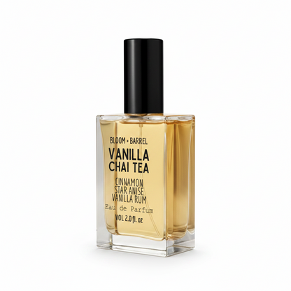 Bottle of Bloom & Barrel Vanilla Chai Tea eau de parfum on a white background