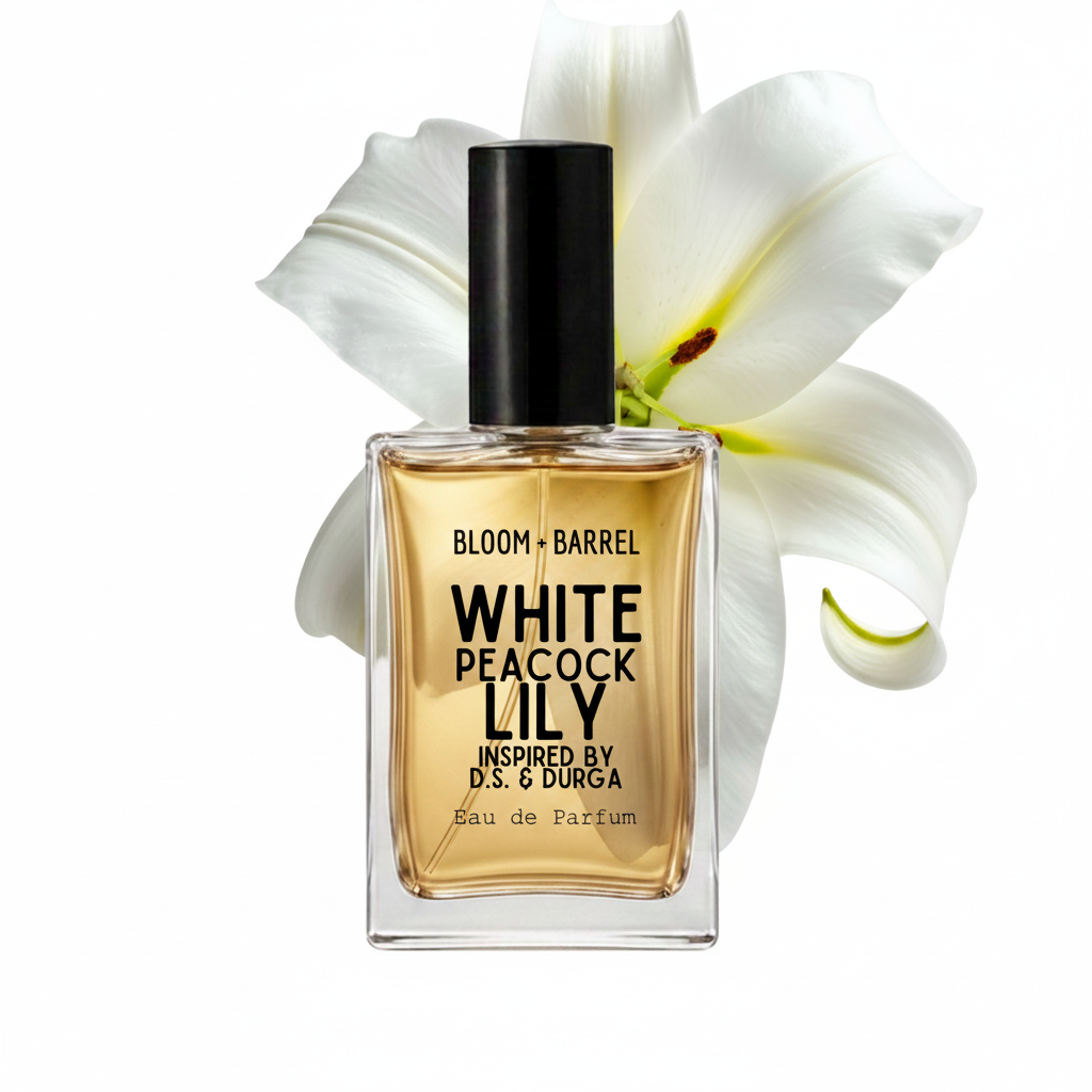 A bottle of White Peacock Lily Eau de Parfum by D.S.