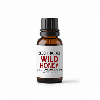 Bottle of Bloom & Barrel Wild Honey oil concentrate on a white background