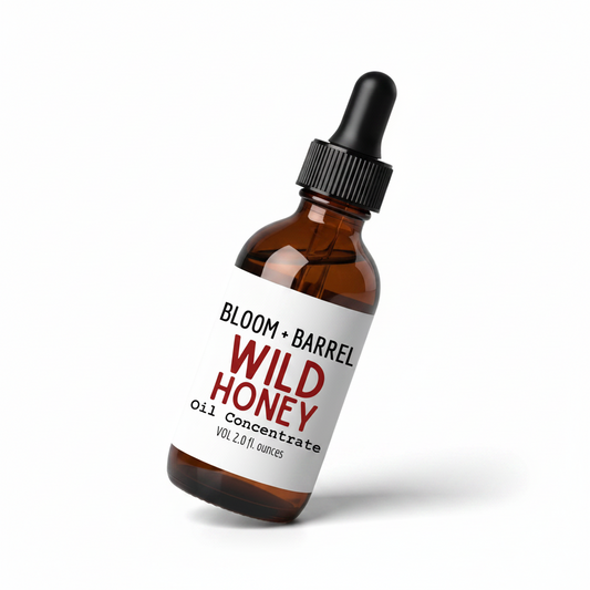 Bottle of Bloom + Barrel Wild Honey Oil Concentrate on a white background
